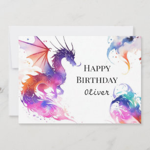 Färgfull Cute Dragon Birthday Kort