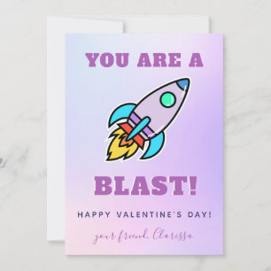 Färgfull Cute Rocket School Friend Valentine Day Julkort