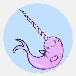 Färgfull Cute Tecknad Kawaii Narwhal Runt Klistermärke
