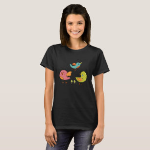 Färgfull Cute Whimsical Birds Trio T Shirt