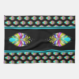 Färgfull cyan och svart Oracle Uggla Kökshandduk