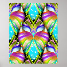 Färgfull cyan och svart Oracle Uggla Mönster Poster