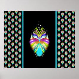Färgfull cyan och svart Oracle Uggla Poster