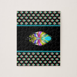 Färgfull cyan och svart Oracle Uggla Pussel