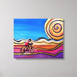 Färgfull cyklist - Akrylfärg (20 x 16) Canvastryck