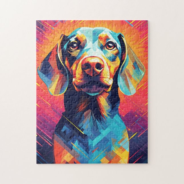 Färgfull Dachshund Art Pussel (Vertikal)