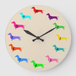 Färgfull Dachshund Clock Stor Klocka