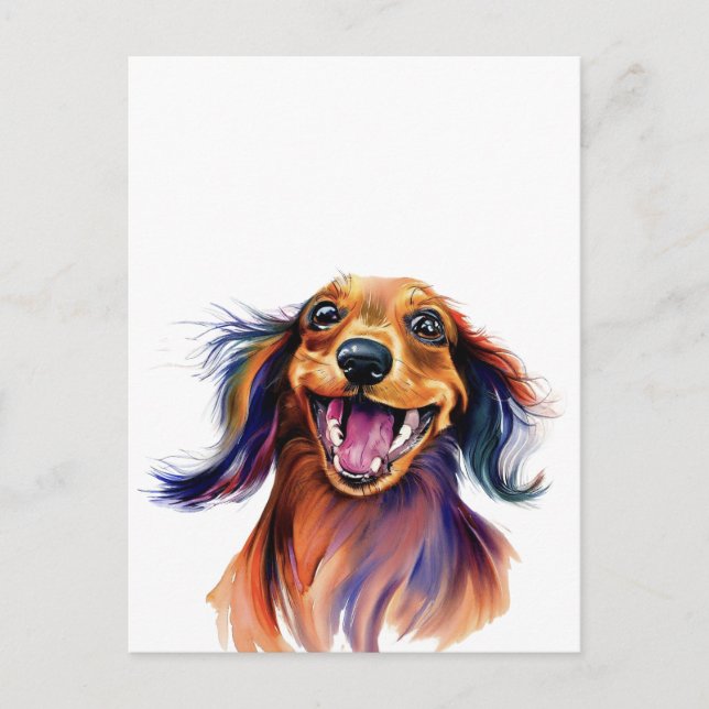 Färgfull Dachshund-design Vykort (Framsida)
