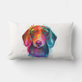 Färgfull Dachshund Hund Art Illustration Lumbarkudde