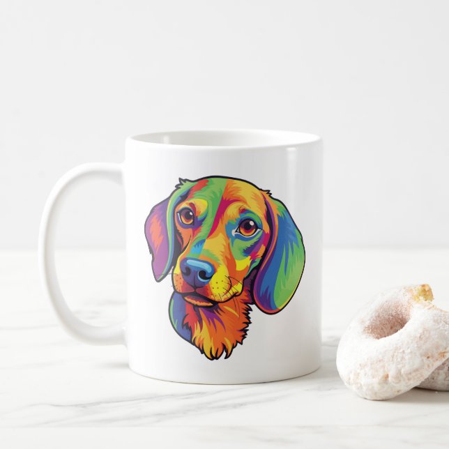 Färgfull Dachshund Kaffemugg (Med munk)