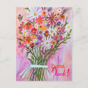 Färgfull Daisy Bouquet LYCKA TILL Vykort