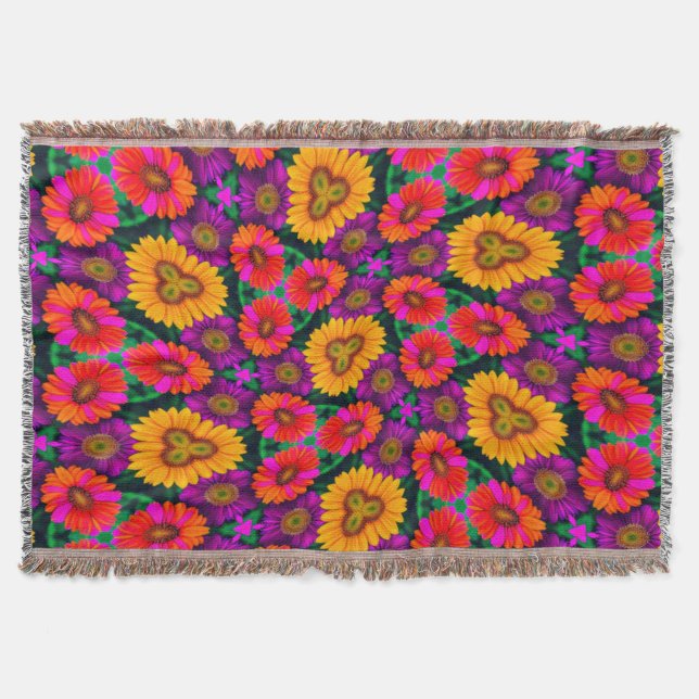 Färgfull Daisy Bouquet Mönster Filt (Framsidan)