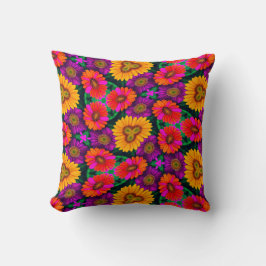 Färgfull Daisy Bouquet Mönster Kudde
