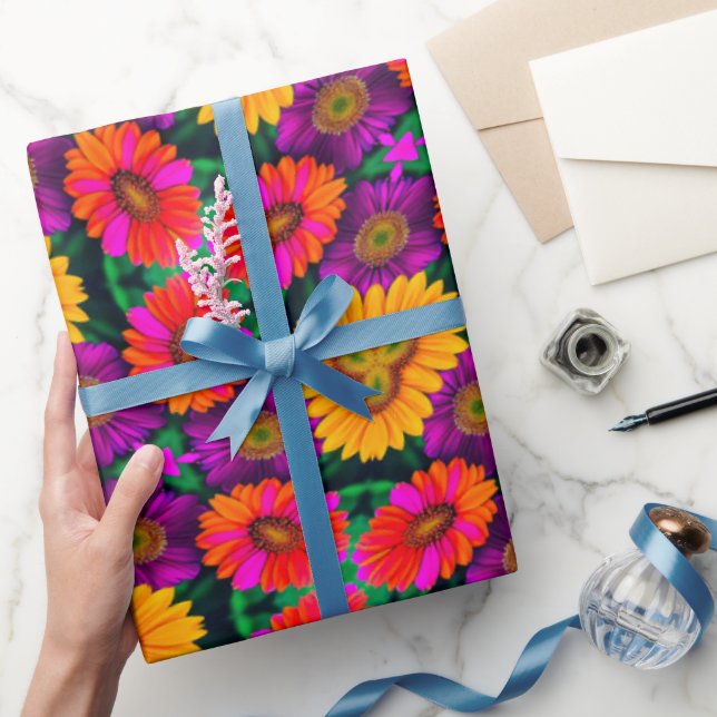 Färgfull Daisy Bouquet Mönster Presentpapper (Gifting)