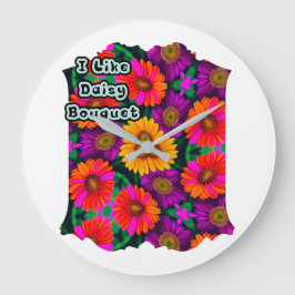 Färgfull Daisy Bouquet Mönster Stor Klocka