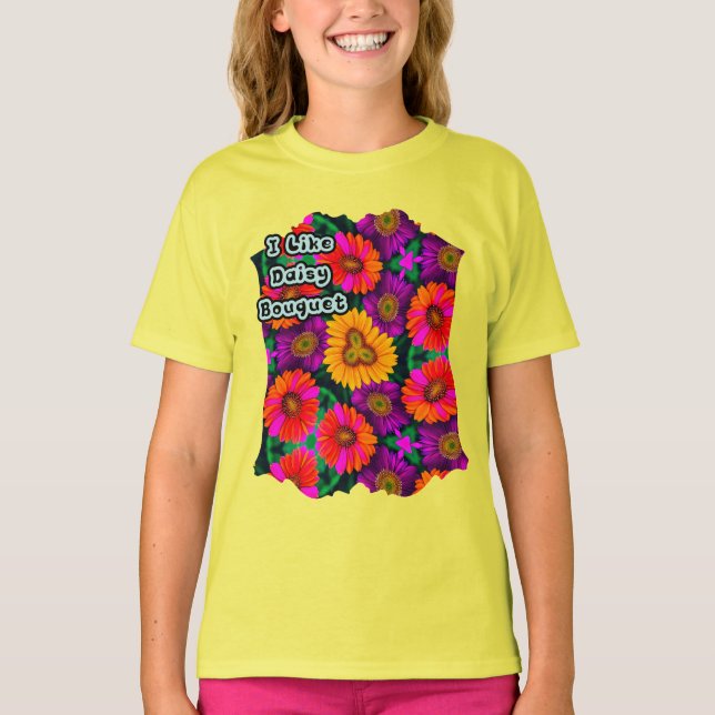 Färgfull Daisy Bouquet Mönster T Shirt (Framsida)