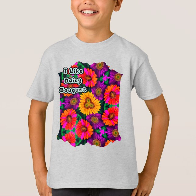 Färgfull Daisy Bouquet Mönster T Shirt (Framsida)