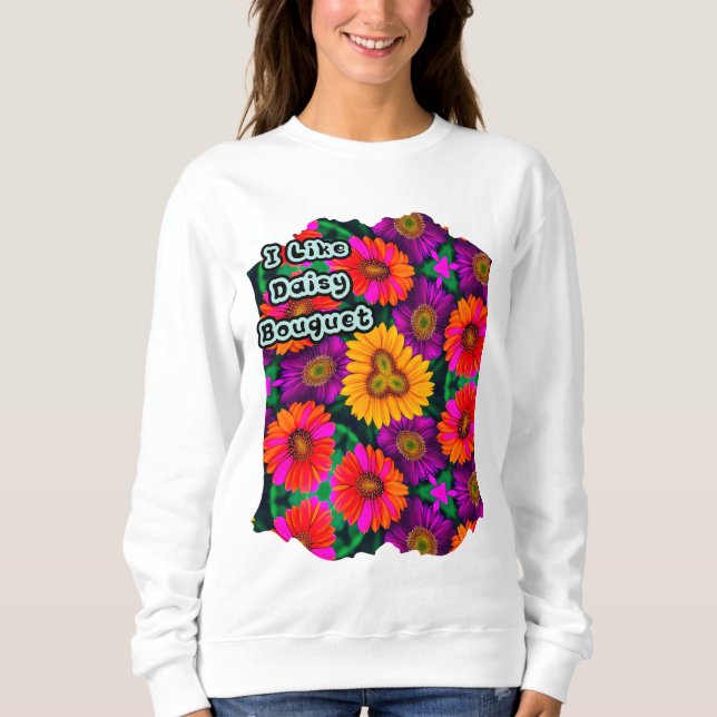Färgfull Daisy Bouquet Mönster T Shirt (Framsida)
