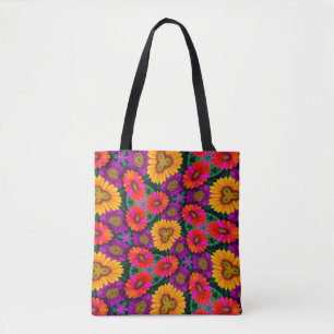 Färgfull Daisy Bouquet Mönster Tote Tygkasse