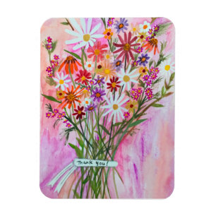 Färgfull Daisy Bouquet TACK! Magnet