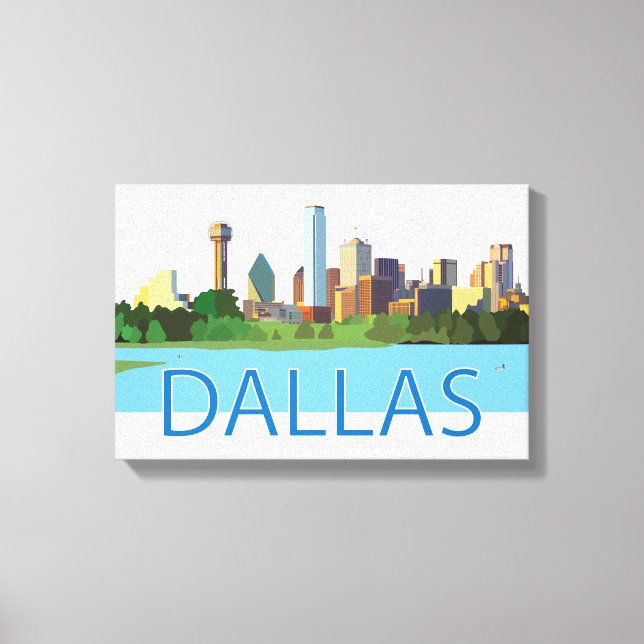 Färgfull Dallas Skyline Illustration Canvastryck (Framsida)