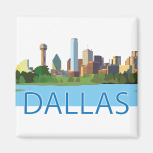 Färgfull Dallas Skyline Illustration Magnet