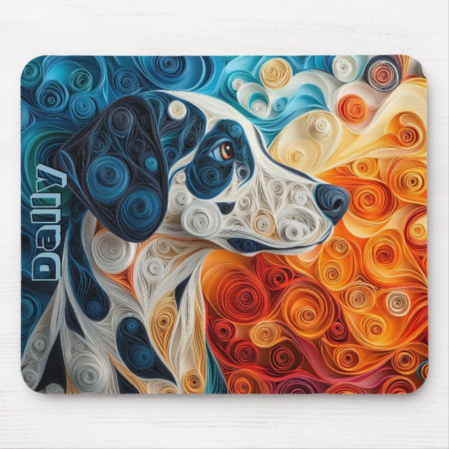 Färgfull Dalmatisk Papper Quilling Porträtt Musmatta (Framsidan)