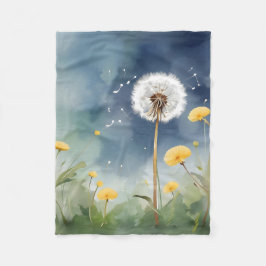 Färgfull Dandelion Watercolor Art Fleecefilt
