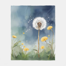 Färgfull Dandelion Watercolor Art Fleecefilt