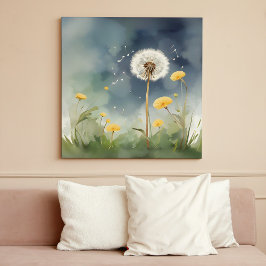 Färgfull Dandelion Watercolor Art Poster