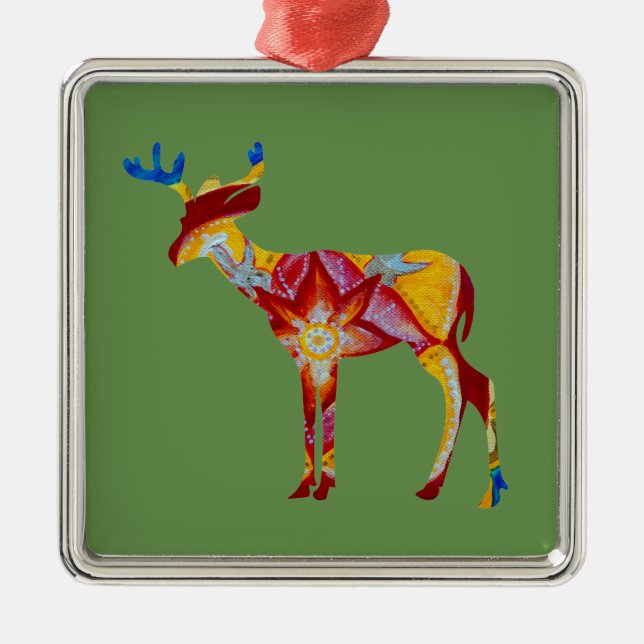 Färgfull DeerPremium Square Ornament (Framsidan)
