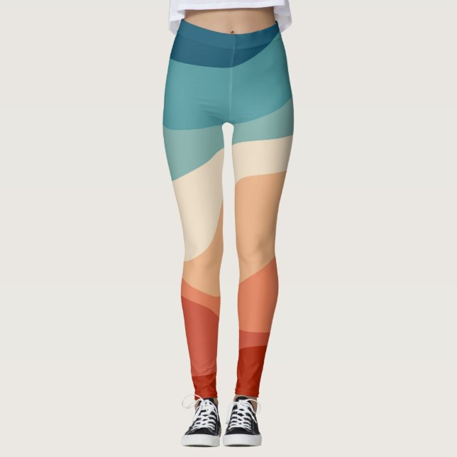 Färgfull dekoration i stil vågar leggings (Framsida)