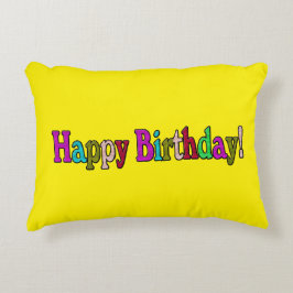 Färgfull dekorfärg Grattis på födelsedagen - Rolig Prydnadskudde