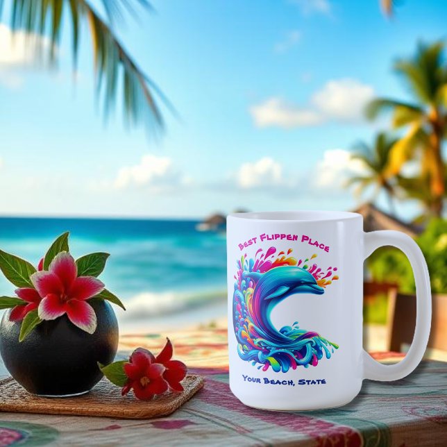 Färgfull delfin Stänk Kaffemugg (Colorful Dolphin Splash-Fisherman Core-Dopamine Dressing-Summer Mug-Beach Mug)