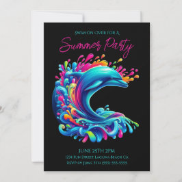 Färgfull delfiner Stänk-Summer Party- Inbjudningar