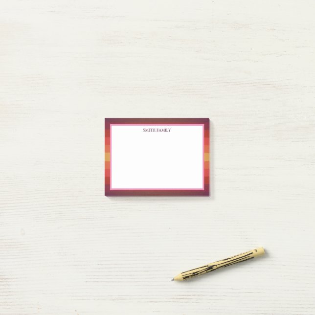 Färgfull diagonal Rand Retro Post-it Block (On Desk)