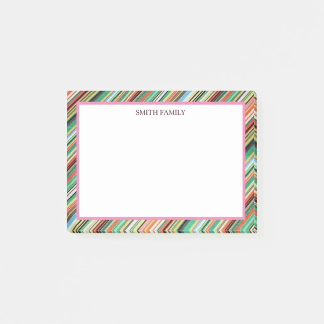 Färgfull diagonal Rand Retro Post-it Block (Framsida)