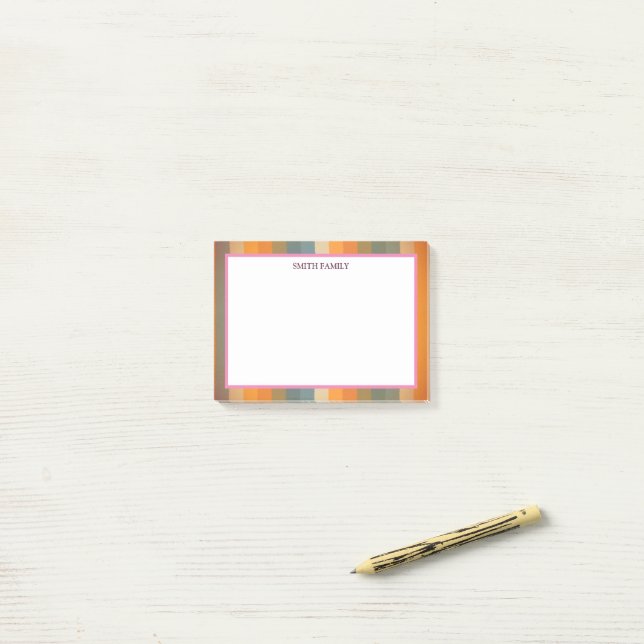 Färgfull diagonal Rand Retro Post-it Block (On Desk)