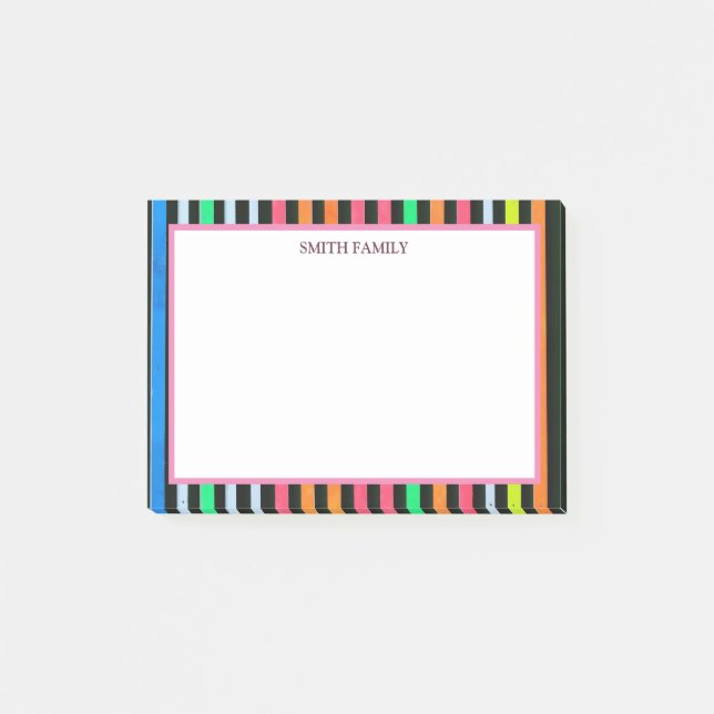 Färgfull diagonal Rand Retro Post-it Block (Framsida)