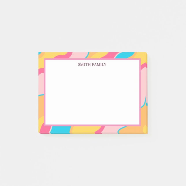 Färgfull diagonal Rand Retro Post-it Block (Framsida)