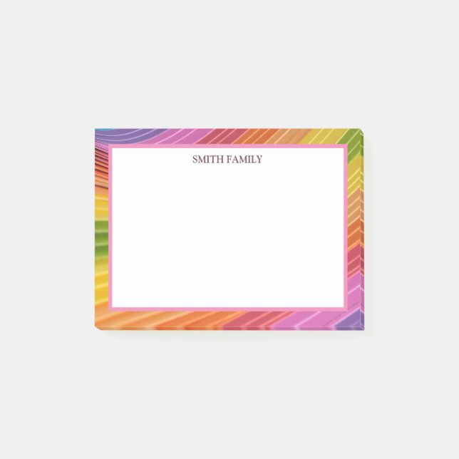 Färgfull diagonal Rand Retro Post-it Block (Framsida)