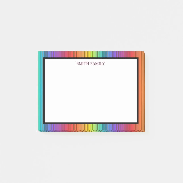 Färgfull diagonal Rand Retro Post-it Block (Framsida)