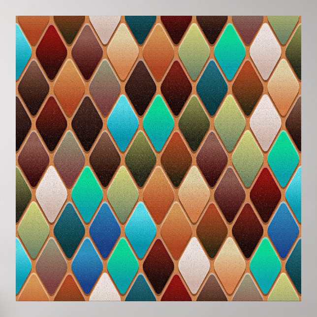Färgfull Diamond Mönster Poster (Framsidan)