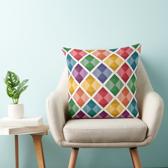 Färgfull Diamond Mönster Tote bags Vibrant Geometr Kudde (Stol)