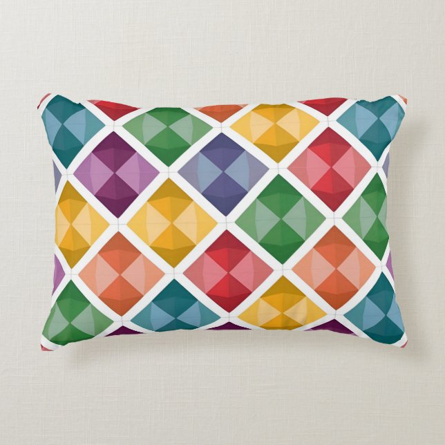 Färgfull Diamond Mönster Tote bags Vibrant Geometr Prydnadskudde (Framsidan)