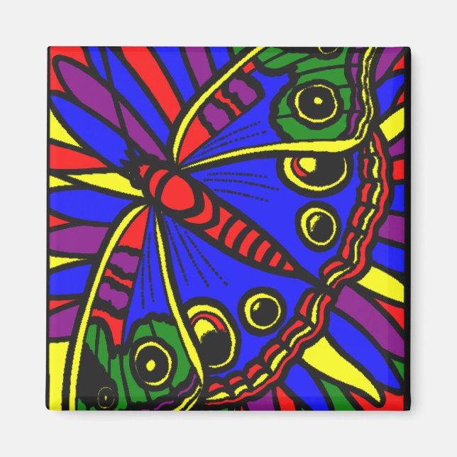 Färgfull Digital Art Butterfly Magnet (Framsidan)