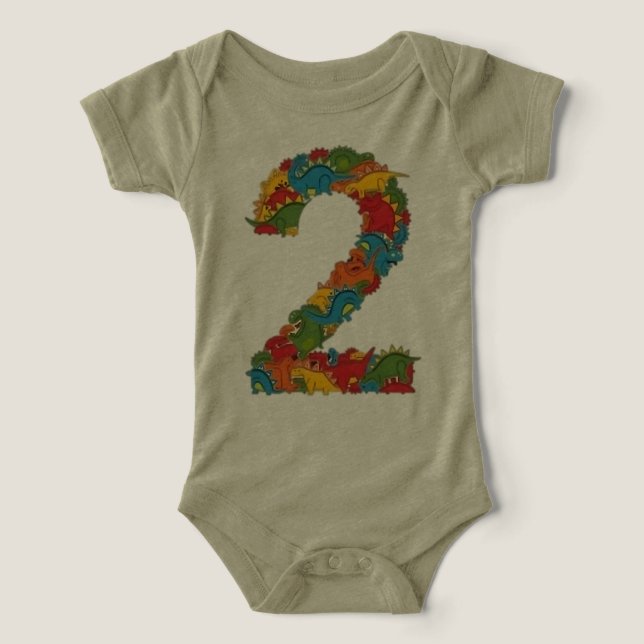 Färgfull Dinosaur baby-svit T Shirt (Design Framsida)