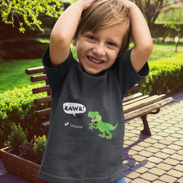 Färgfull Dinosaur Mönster med Namn T-Rex Boy T Shirt