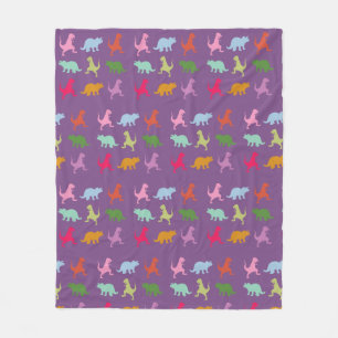 Färgfull dinosaurier Fleece Blanket, medel