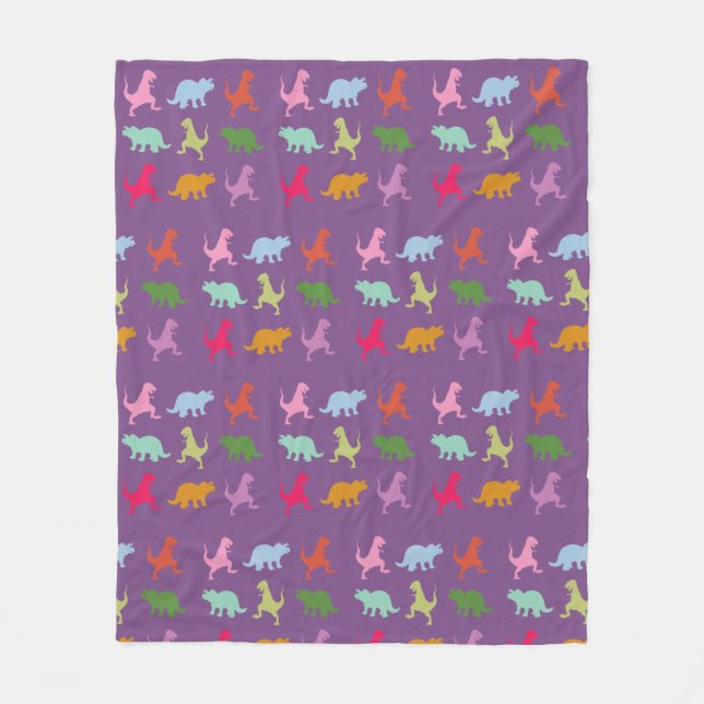 Färgfull dinosaurier Fleece Blanket, medel (Framsidan)